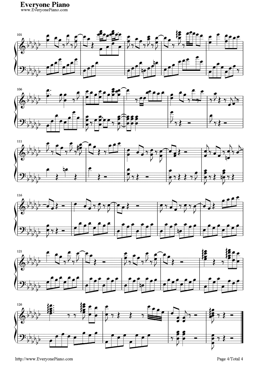 《龙猫主题曲》（宫崎骏动画）钢琴谱第4张