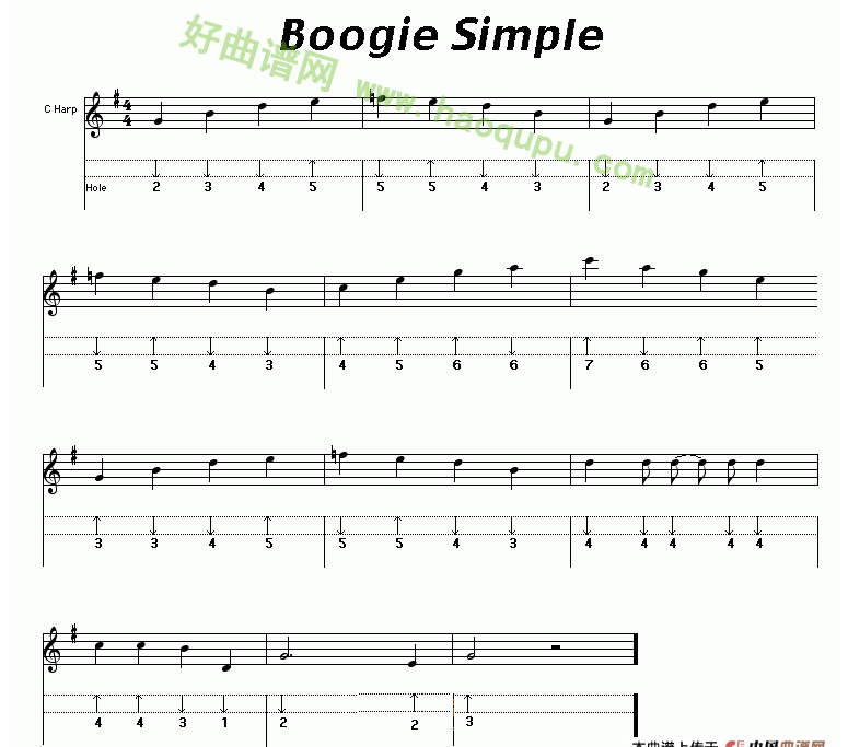 《Boogie Simple》（布鲁斯）口琴简谱第1张