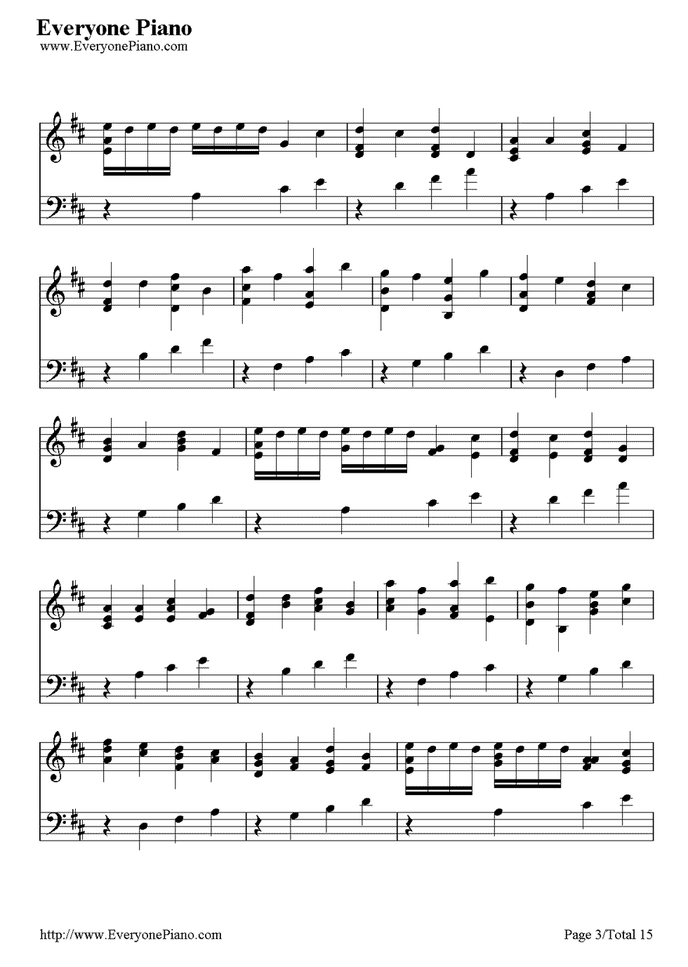 《D大调卡农原版》（约翰·帕赫贝尔）钢琴谱第3张