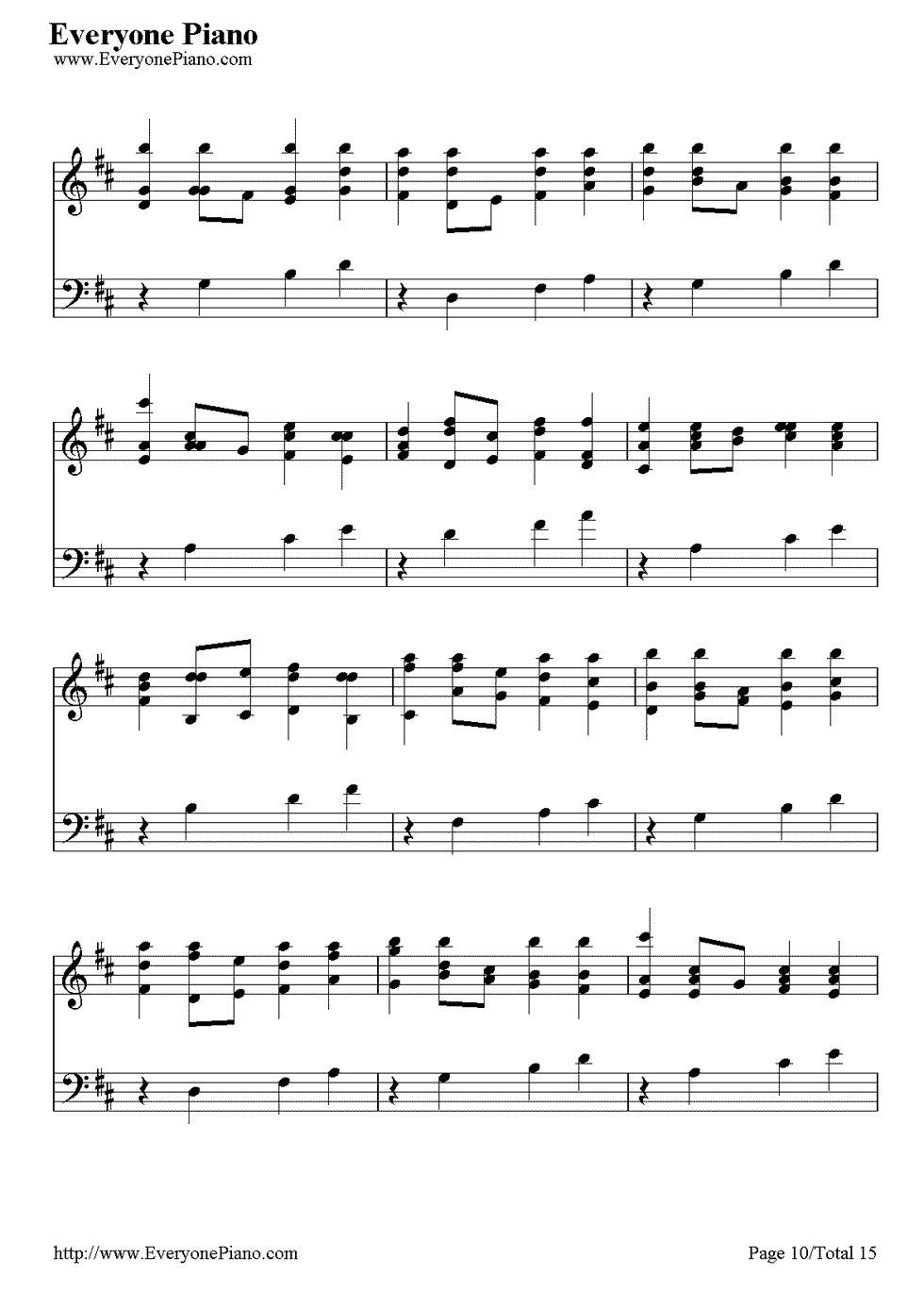《D大调卡农原版》（约翰·帕赫贝尔）钢琴谱第10张