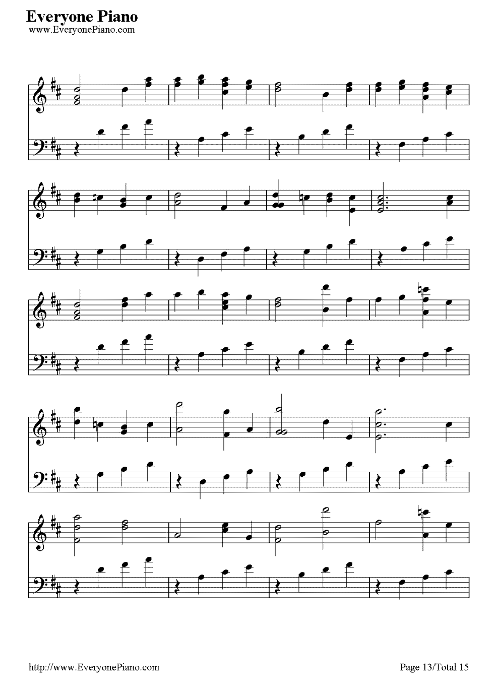 《D大调卡农原版》（约翰·帕赫贝尔）钢琴谱第13张