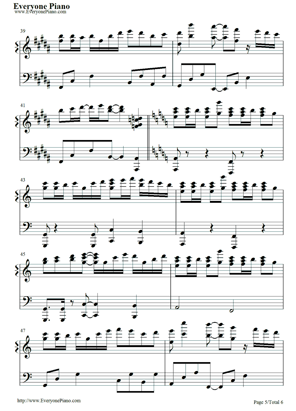 《琴之翼》（V.K克演唱）钢琴谱第5张