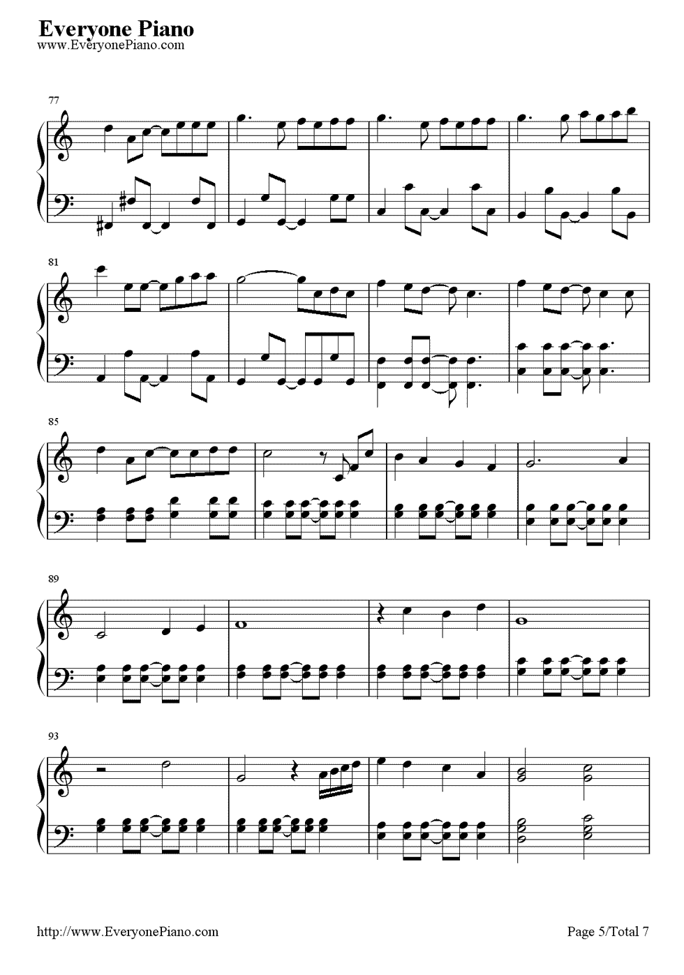 《幻化成风》（《猫的报恩》结尾曲）钢琴谱第5张
