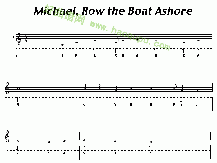《Michael,Row the Boat Ashore》口琴简谱第1张