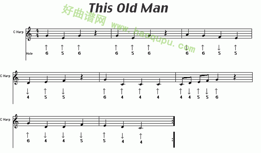 《This Old Man》（这老头）（布鲁斯）口琴简谱第1张