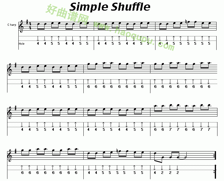 《Simple Shuffle》（布鲁斯）口琴简谱第1张