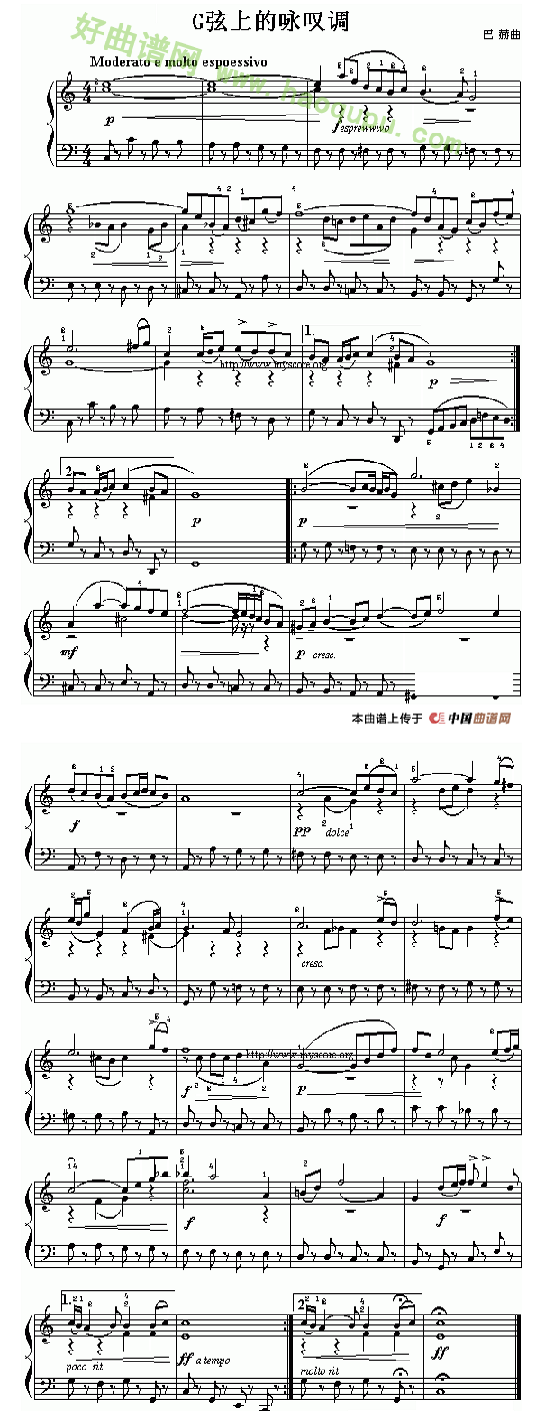 《G弦上的咏叹调》 手风琴曲谱第1张