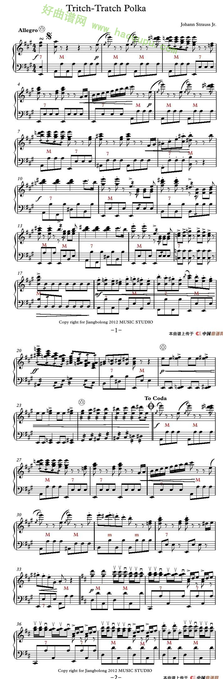 《Tritsch》（Tratsch Polka）（闲聊波尔卡）手风琴曲谱第1张