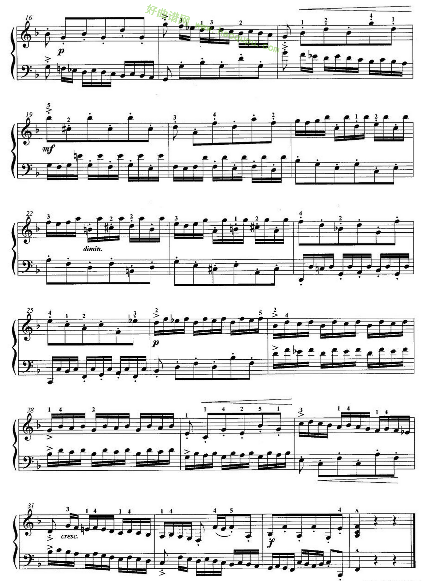 《手风琴考级第六级：3、左手与复调练习》手风琴曲谱第2张